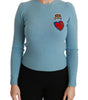 Dolce & Gabbana Blue Wool Queen Heart Pullover Sweater