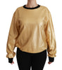 Dolce & Gabbana Gold Cotton Crewneck Pullover Sweater