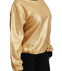Dolce & Gabbana Gold Cotton Crewneck Pullover Sweater