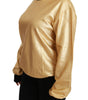 Dolce & Gabbana Gold Cotton Crewneck Pullover Sweater
