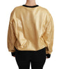 Dolce & Gabbana Gold Cotton Crewneck Pullover Sweater