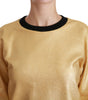 Dolce & Gabbana Gold Cotton Crewneck Pullover Sweater