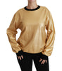 Dolce & Gabbana Gold Cotton Crewneck Pullover Sweater