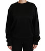 Dolce & Gabbana Black Cotton Crewneck Pullover Sweater