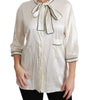 Dolce & Gabbana Beige 3/4 Sleeve Shirt Blouse Silk Top