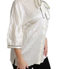 Dolce & Gabbana Beige 3/4 Sleeve Shirt Blouse Silk Top