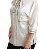 Dolce & Gabbana Beige 3/4 Sleeve Shirt Blouse Silk Top