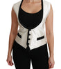Dolce & Gabbana White Waistcoat Slim Vest Silk Top