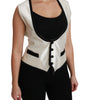 Dolce & Gabbana White Waistcoat Slim Vest Silk Top