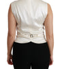Dolce & Gabbana White Waistcoat Slim Vest Silk Top