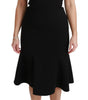Dolce & Gabbana Black Fit Flare Wool Stretch Sheath Dress