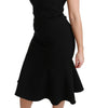 Dolce & Gabbana Black Fit Flare Wool Stretch Sheath Dress
