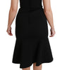 Dolce & Gabbana Black Fit Flare Wool Stretch Sheath Dress