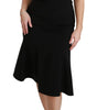 Dolce & Gabbana Black Fit Flare Wool Stretch Sheath Dress
