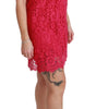 Dolce & Gabbana Pink Floral Lace Shift Gown Mini Dress