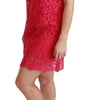 Dolce & Gabbana Pink Floral Lace Shift Gown Mini Dress