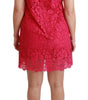 Dolce & Gabbana Pink Floral Lace Shift Gown Mini Dress