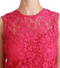 Dolce & Gabbana Pink Floral Lace Shift Gown Mini Dress