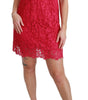 Dolce & Gabbana Pink Floral Lace Shift Gown Mini Dress