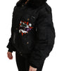 Dolce & Gabbana Black Queen Crown Sequined Bomber Jacket