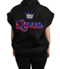 Dolce & Gabbana Black Queen Crown Sequined Bomber Jacket