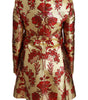 Dolce & Gabbana Red Gold Floral Brocade Cape Coat Jacket