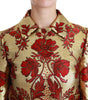 Dolce & Gabbana Red Gold Floral Brocade Cape Coat Jacket