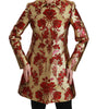 Dolce & Gabbana Red Gold Floral Brocade Cape Coat Jacket