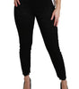 Dolce & Gabbana Black Lace Skinny High Waist Cotton Pants