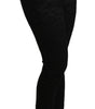 Dolce & Gabbana Black Lace Skinny High Waist Cotton Pants