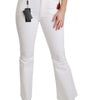 Dolce & Gabbana White Heart Flared Stretch Cotton Pants