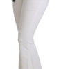 Dolce & Gabbana White Heart Flared Stretch Cotton Pants