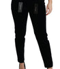 Dolce & Gabbana Blue Corduroy Mid Waist Skinny Pants Jeans
