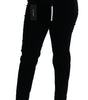 Dolce & Gabbana Blue Corduroy Mid Waist Skinny Pants Jeans