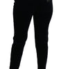 Dolce & Gabbana Blue Corduroy Mid Waist Skinny Pants Jeans