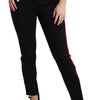 Dolce & Gabbana Black Skinny Stretch Fox Head Cotton Pants