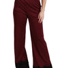 Dolce & Gabbana Black Lace High Waist Wide Leg Maroon  Pants