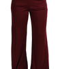Dolce & Gabbana Black Lace High Waist Wide Leg Maroon  Pants