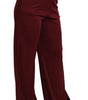 Dolce & Gabbana Black Lace High Waist Wide Leg Maroon  Pants