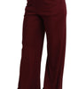 Dolce & Gabbana Black Lace High Waist Wide Leg Maroon  Pants