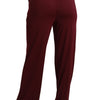 Dolce & Gabbana Black Lace High Waist Wide Leg Maroon  Pants