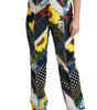 Dolce & Gabbana Multicolor Print High Waist Straight Pants