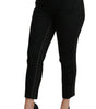 Dolce & Gabbana Black Brocade Skinny High Waist Pants
