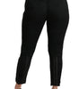 Dolce & Gabbana Black Brocade Skinny High Waist Pants