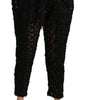 Dolce & Gabbana Black Floral Lace Tapered High Waist Pants