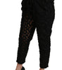 Dolce & Gabbana Black Floral Lace Tapered High Waist Pants