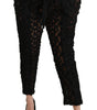 Dolce & Gabbana Black Floral Lace Tapered High Waist Pants