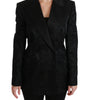 Dolce & Gabbana Black Crown Double Breasted Coat Jacket