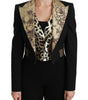 Dolce & Gabbana Black Jacquard Vest Blazer Coat Wool Jacket