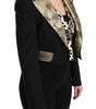 Dolce & Gabbana Black Jacquard Vest Blazer Coat Wool Jacket